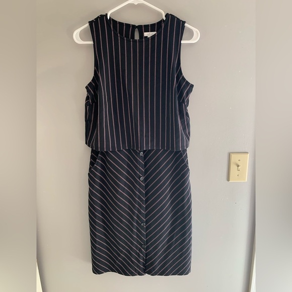 J. Jill Dresses & Skirts - J.Jill Womens Ponte Sleeveless Vertical Striped Tier Layered Shift MIDI Dress XS